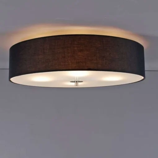 QAZQA Landelijke plafondlamp zwart 50 cm - Drum