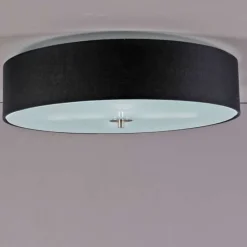 QAZQA Landelijke plafondlamp zwart 50 cm - Drum