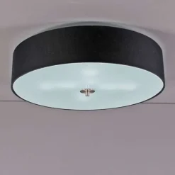 QAZQA Landelijke plafondlamp zwart 50 cm - Drum