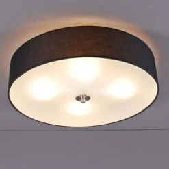 QAZQA Landelijke plafondlamp zwart 50 cm - Drum