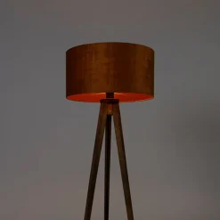 QAZQA Landelijke tripod vintage hout met kap goud 50 cm - Tripod Classic