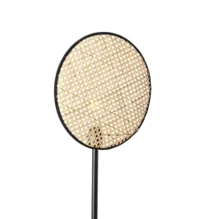 QAZQA Landelijke vloerlamp zwart met rotan 35 cm - Kata
