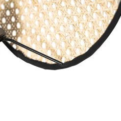 QAZQA Landelijke vloerlamp zwart met rotan 35 cm - Kata