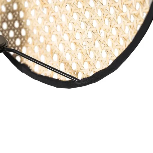 QAZQA Landelijke vloerlamp zwart met rotan 35 cm - Kata