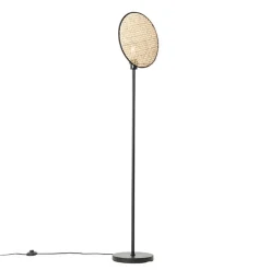 QAZQA Landelijke vloerlamp zwart met rotan 35 cm - Kata