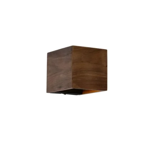 QAZQA Landelijke wandlamp walnoot hout - Transfer