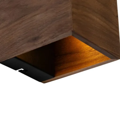 QAZQA Landelijke wandlamp walnoot hout - Transfer