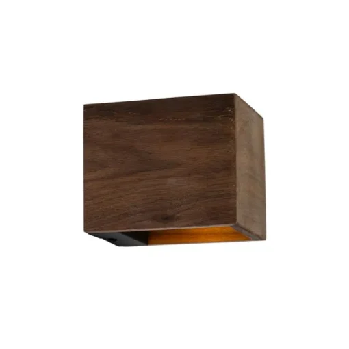 QAZQA Landelijke wandlamp walnoot hout - Transfer