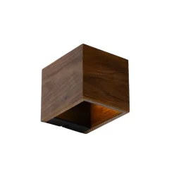 QAZQA Landelijke wandlamp walnoot hout - Transfer