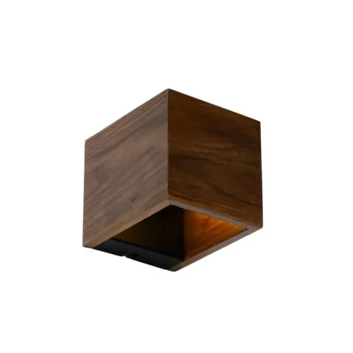 QAZQA Landelijke wandlamp walnoot hout - Transfer