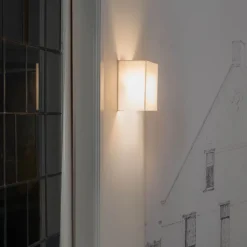 QAZQA Landelijke wandlamp wit met stoffen kap - Vete