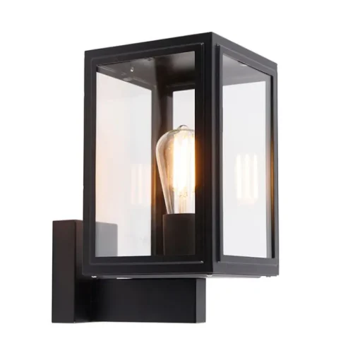 QAZQA Landelijke wandlamp zwart IP44 - Sutton Up