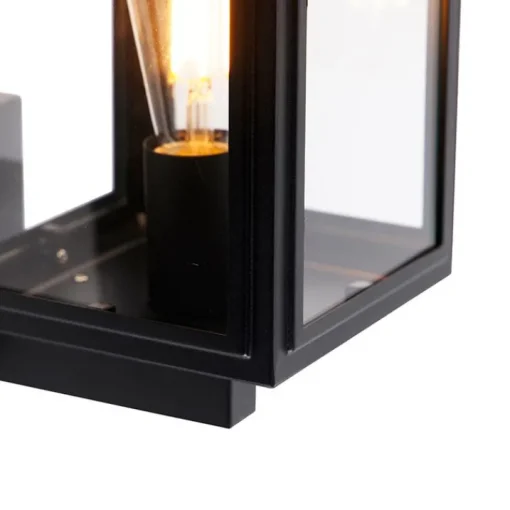 QAZQA Landelijke wandlamp zwart IP44 - Sutton Up