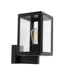 QAZQA Landelijke wandlamp zwart IP44 - Sutton Up