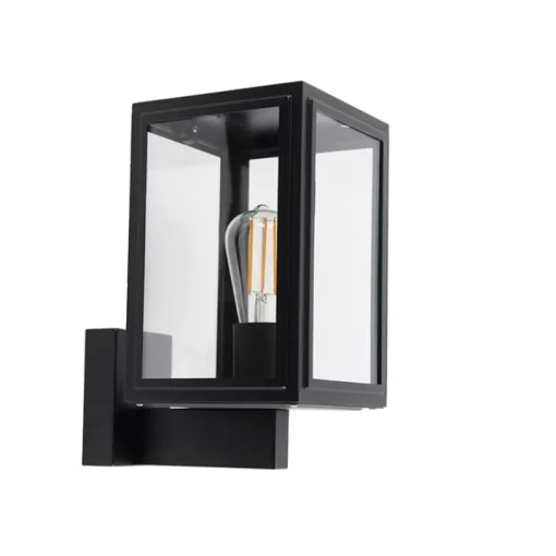 QAZQA Landelijke wandlamp zwart IP44 - Sutton Up