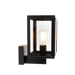 QAZQA Landelijke wandlamp zwart IP44 - Sutton Up