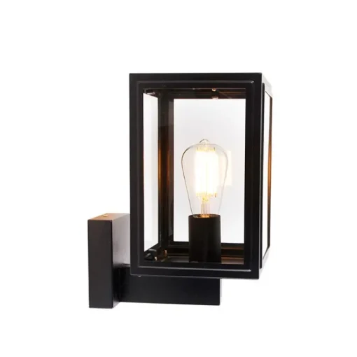QAZQA Landelijke wandlamp zwart IP44 - Sutton Up