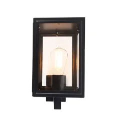 QAZQA Landelijke wandlamp zwart IP44 - Sutton Up