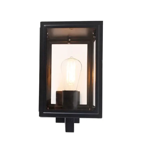 QAZQA Landelijke wandlamp zwart IP44 - Sutton Up