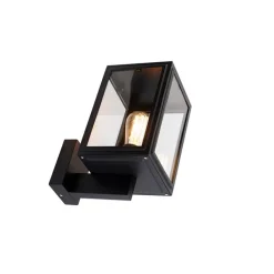 QAZQA Landelijke wandlamp zwart IP44 - Sutton Up