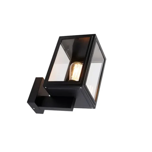 QAZQA Landelijke wandlamp zwart IP44 - Sutton Up