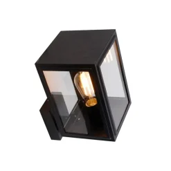 QAZQA Landelijke wandlamp zwart IP44 - Sutton Up
