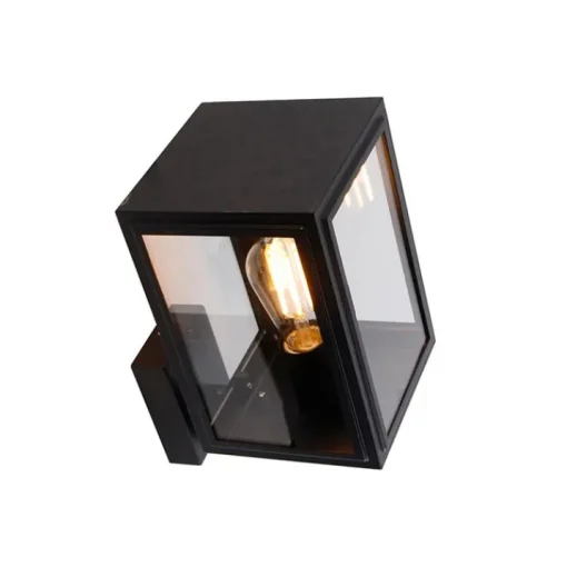 QAZQA Landelijke wandlamp zwart IP44 - Sutton Up