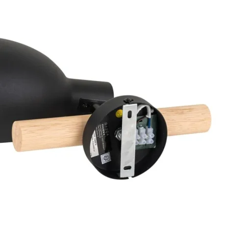 QAZQA Landelijke wandlamp zwart met hout - Flint