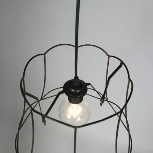 QAZQA Metalen lampenkap zwart 40/31 - Granny Frame