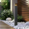 QAZQA Modern buiten paaltje zwart met smoke glas 70cm met schemersensor IP44 - Denmark