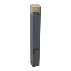 QAZQA Modern buiten paaltje zwart met smoke glas 70cm met schemersensor IP44 - Denmark