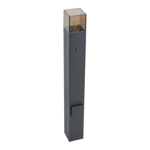 QAZQA Modern buiten paaltje zwart met smoke glas 70cm met schemersensor IP44 - Denmark