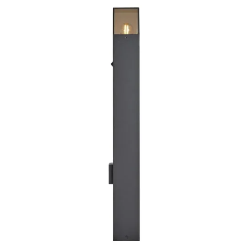 QAZQA Modern buiten paaltje zwart met smoke glas 70cm met schemersensor IP44 - Denmark
