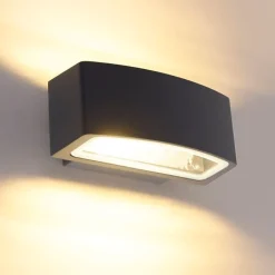 QAZQA Modern buitenwandlamp grafiet 14,3 cm IP44 - Latina