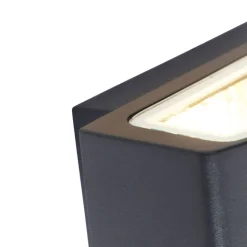 QAZQA Modern buitenwandlamp grafiet 14,3 cm IP44 - Latina