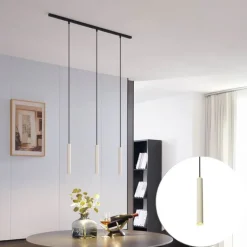 QAZQA Modern railsysteem met 3 hanglampen beige met zwart 1-fase - Slimline Keno