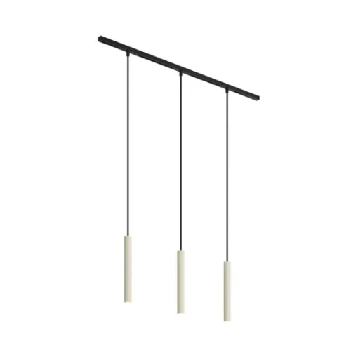 QAZQA Modern railsysteem met 3 hanglampen beige met zwart 1-fase - Slimline Keno