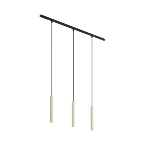 QAZQA Modern railsysteem met 3 hanglampen beige met zwart 1-fase - Slimline Keno