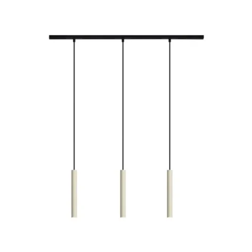 QAZQA Modern railsysteem met 3 hanglampen beige met zwart 1-fase - Slimline Keno