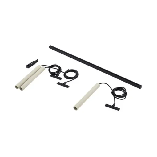 QAZQA Modern railsysteem met 3 hanglampen beige met zwart 1-fase - Slimline Keno