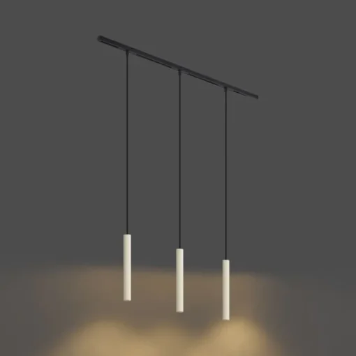 QAZQA Modern railsysteem met 3 hanglampen beige met zwart 1-fase - Slimline Keno