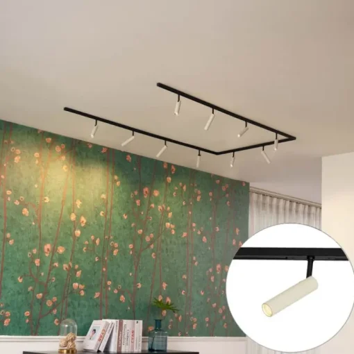 QAZQA Modern railsysteem met 10 spots beige met zwart 1-fase - Slimline Uzzy