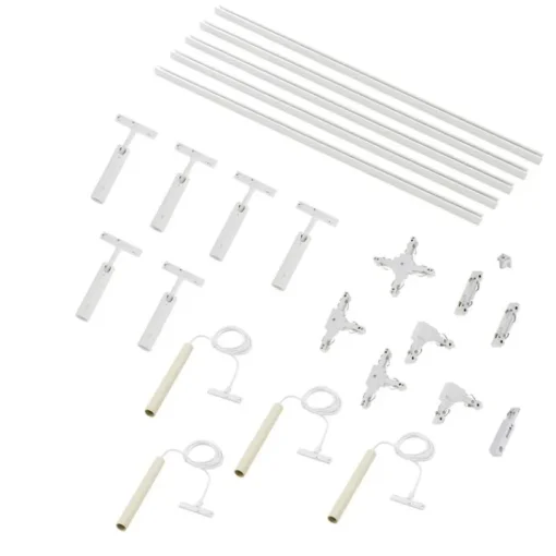 QAZQA Modern railsysteem met 6 spots en 4 hanglampen beige met wit 1-fase - Slimline Uzzy Keno