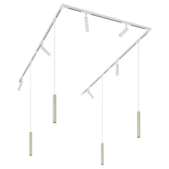 QAZQA Modern railsysteem met 6 spots en 4 hanglampen beige met wit 1-fase - Slimline Uzzy Keno