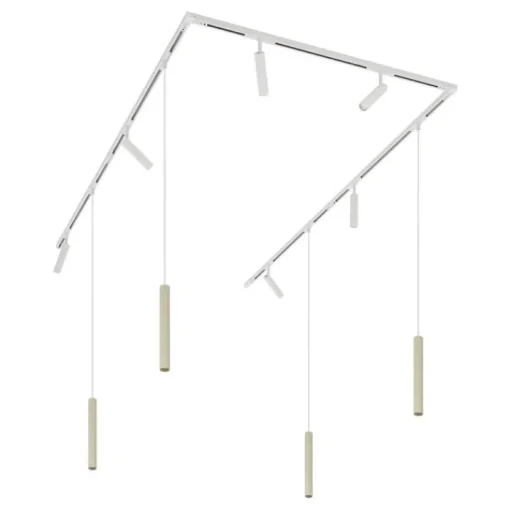 QAZQA Modern railsysteem met 6 spots en 4 hanglampen beige met wit 1-fase - Slimline Uzzy Keno