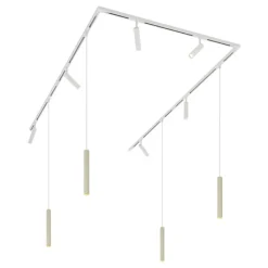 QAZQA Modern railsysteem met 6 spots en 4 hanglampen beige met wit 1-fase - Slimline Uzzy Keno