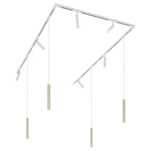 QAZQA Modern railsysteem met 6 spots en 4 hanglampen beige met wit 1-fase - Slimline Uzzy Keno