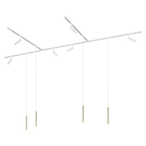 QAZQA Modern railsysteem met 6 spots en 4 hanglampen beige met wit 1-fase - Slimline Uzzy Keno
