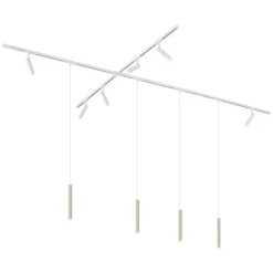 QAZQA Modern railsysteem met 6 spots en 4 hanglampen beige met wit 1-fase - Slimline Uzzy Keno