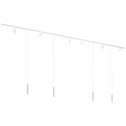 QAZQA Modern railsysteem met 6 spots en 4 hanglampen beige met wit 1-fase - Slimline Uzzy Keno